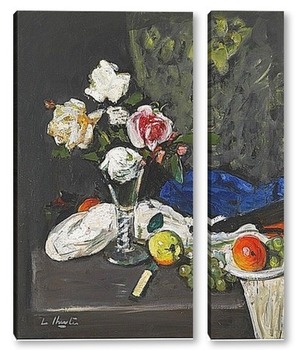  Натюрморт с розами и фруктами