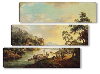 Модульная картина Пейзаж реки Рейн