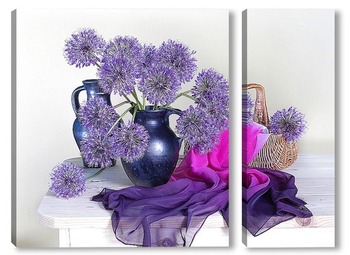 Модульная картина Букет фиолетовых цветов в вазе