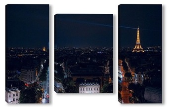 Модульная картина Ночной Париж и Эйфелева башня