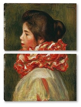 Модульная картина Девушка в красном шарфе