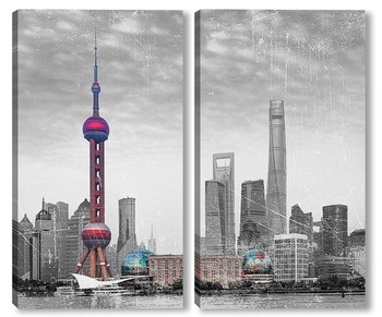 Модульная картина Достопримечательности Шанхая