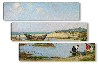 Модульная картина Женщины в бухте недалеко от пляжа