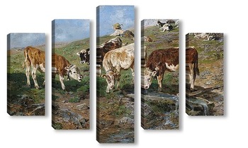 Модульная картина Молодняккрупного рогатого скота в Триоле