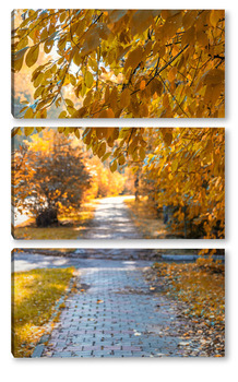 Модульная картина Осенняя аллея в парке