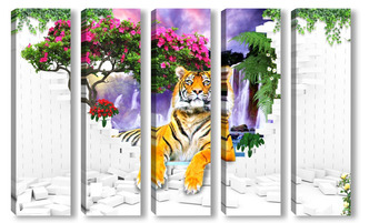 Модульная картина Тигры 4092