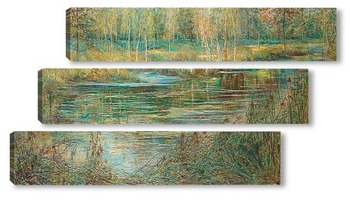 Модульная картина Речной пейзаж, Валь-Сен-Мартен, Нормандия.