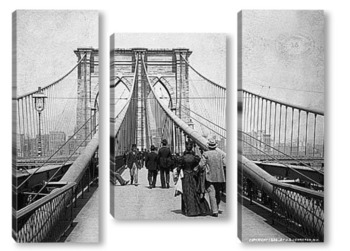 Модульная картина Пешеходная дорожка Бруклинского моста,1894