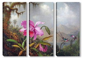 Модульная картина Орхидеи и колибри