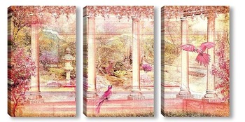 Модульная картина Панорама цветущего сада