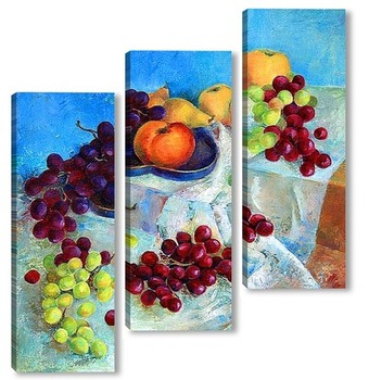 Модульная картина Натюрморт "Виноград с фруктами"