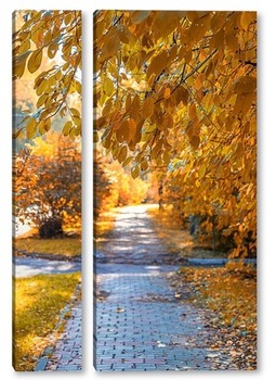 Модульная картина Аллея с красивыми осенним деревьями