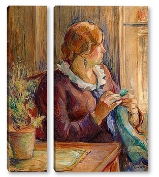 Модульная картина Женщина и ее вышивка