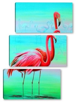 Модульная картина Вечерние фламинго