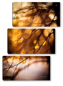 Модульная картина Жёлтые листья на фоне чёрных стволов деревьев 2.