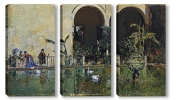 Модульная картина Пруд в сады Реал Алькасар в Севилье