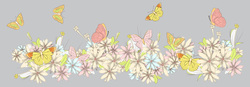    Полевые цветы и бабочки